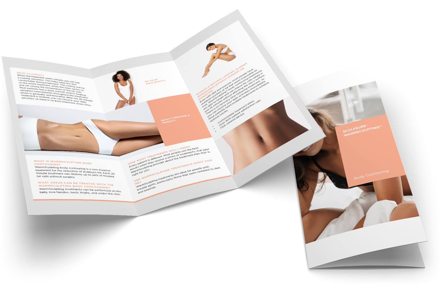 Custom brochure design for SculpSure WarmSculpting created by Urge Interactive, showcasing professional print design and brand aesthetics for medical marketing