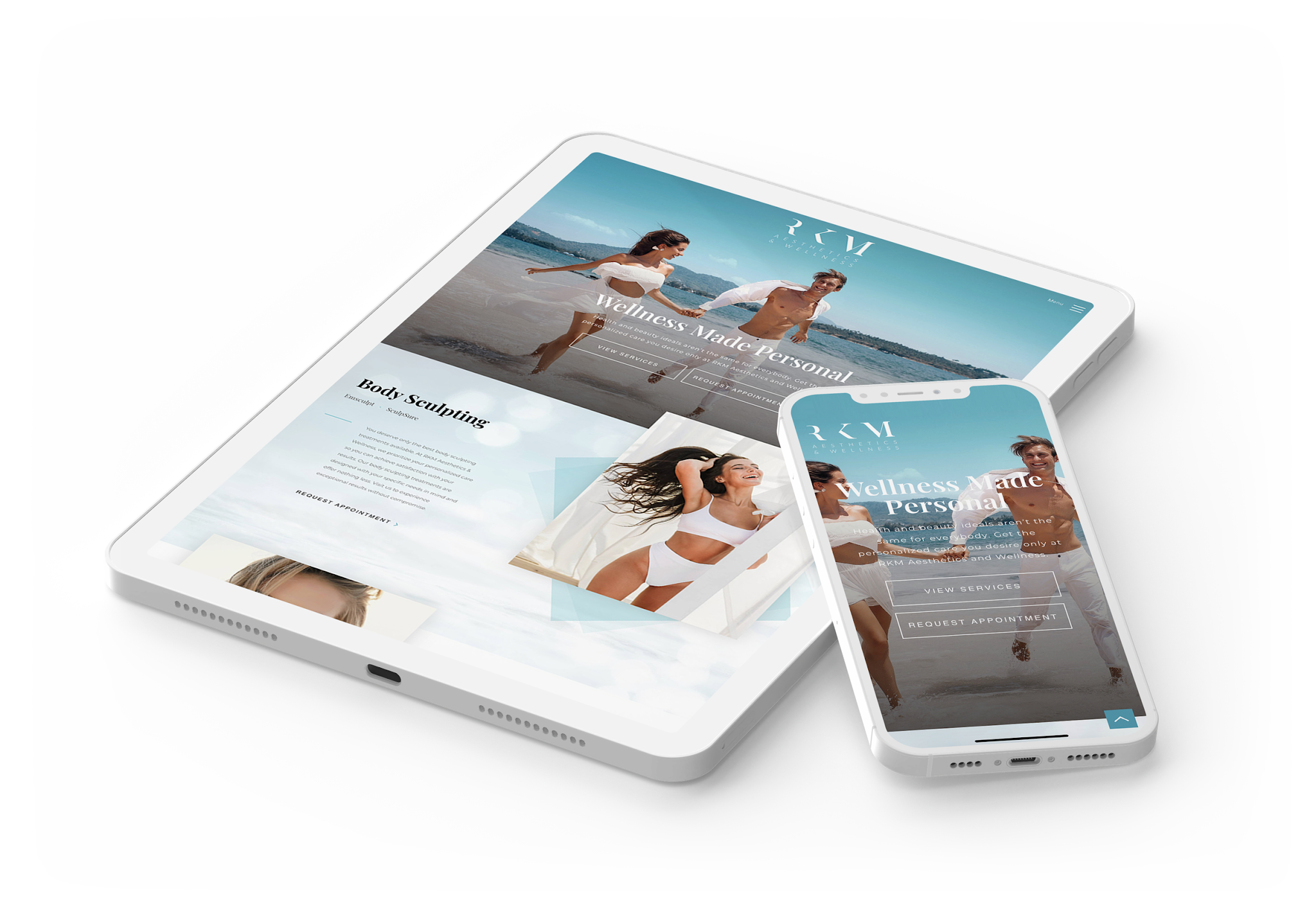 Responsive website for RKM Aesthetics & Wellness designed to highlight beauty, health, and lifestyle services on all devices