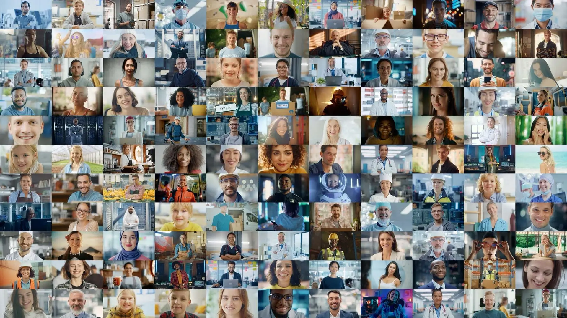 Collage of diverse professionals smiling in various industries, representing the wide range of clients served by our marketing and web development agency