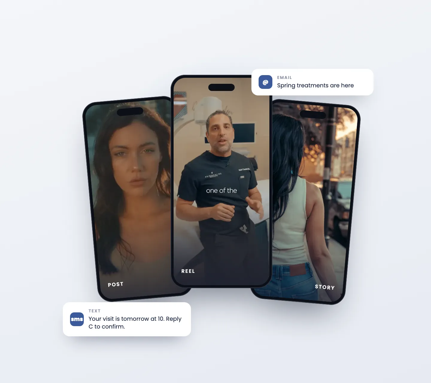 Three social reels we filmed for Pain & Healing Institute, on phones