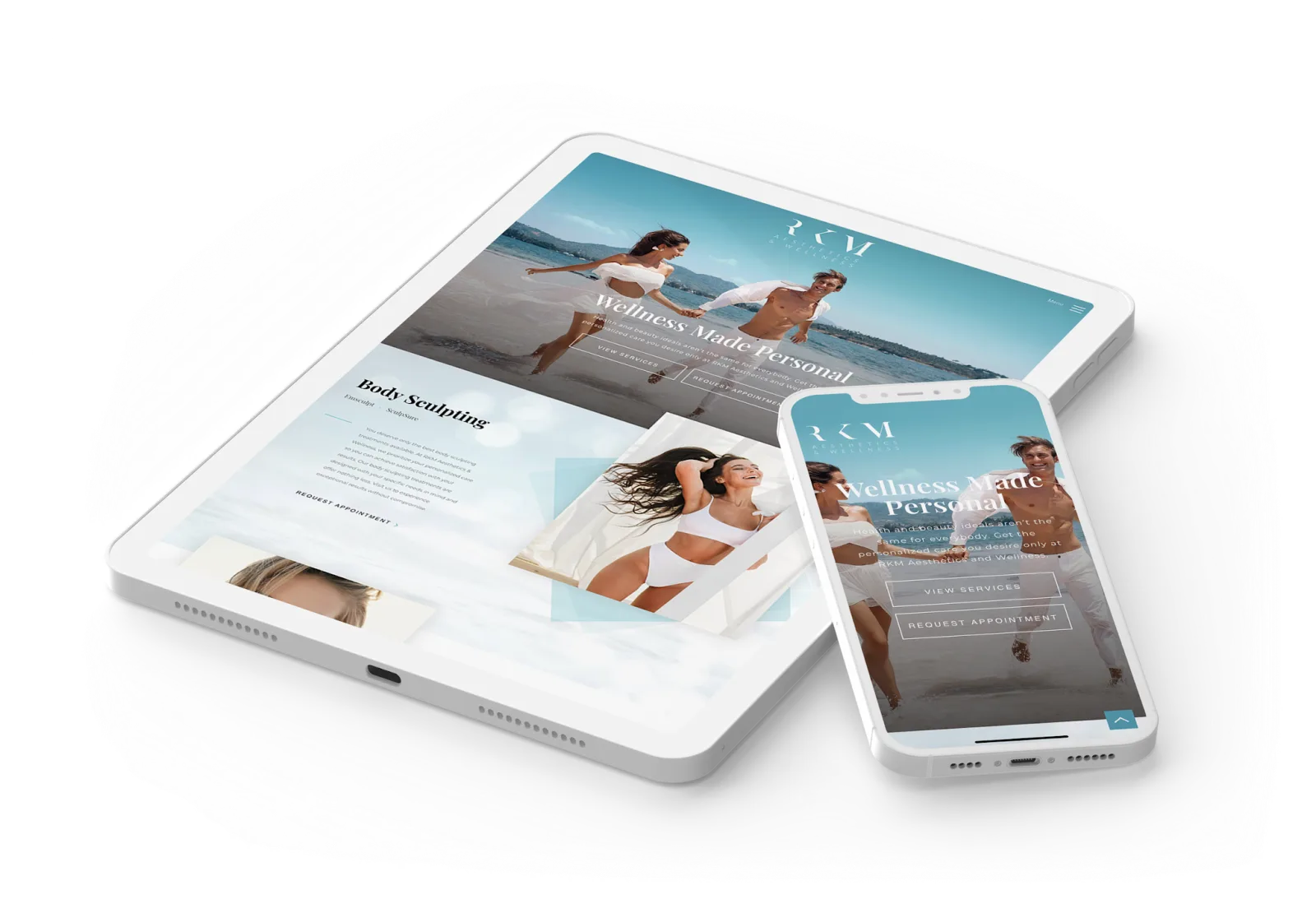 A responsive practice website shown on desktop, tablet and phone