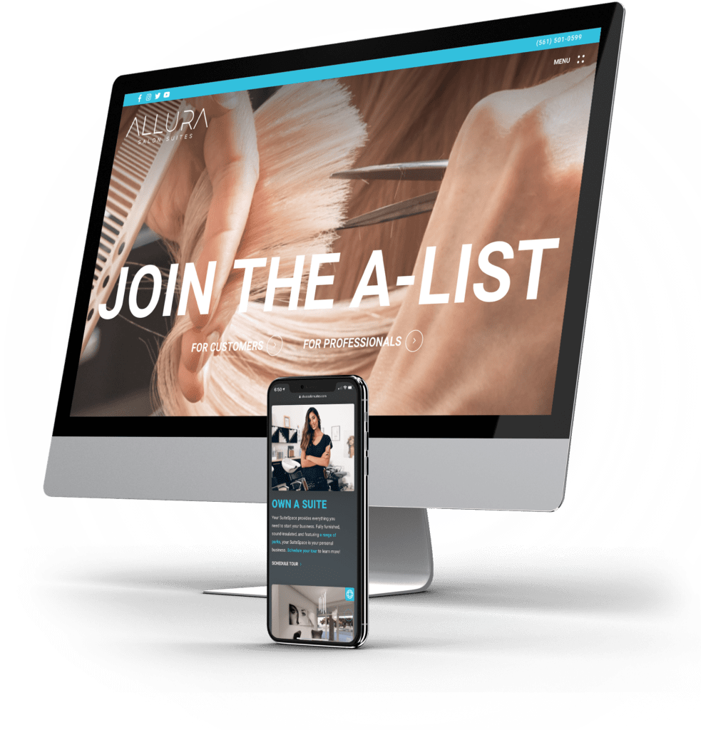 Allura Salon Suites desktop and mobile sites