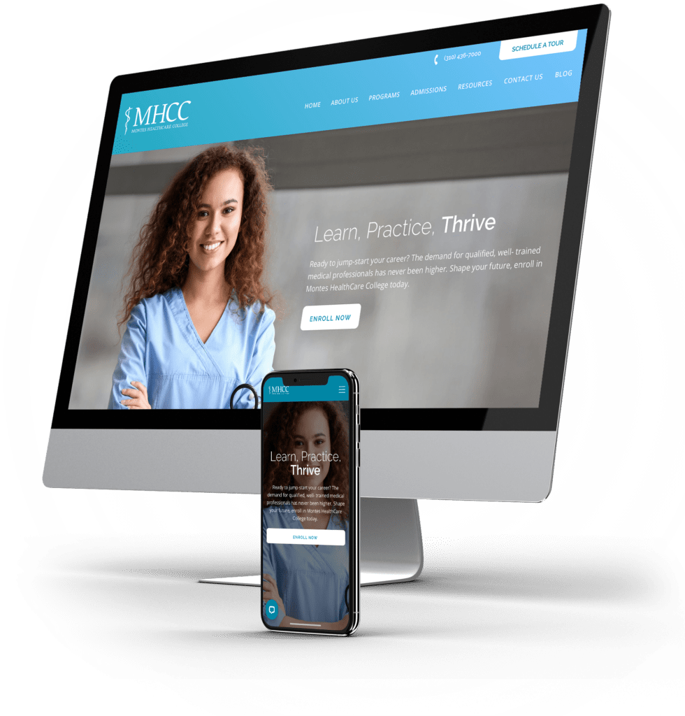 Montes Healthcare College desktop and mobile sites