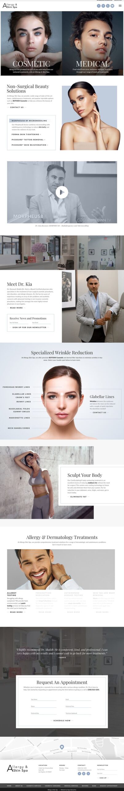 Allergy & Skin Spa full homepage design