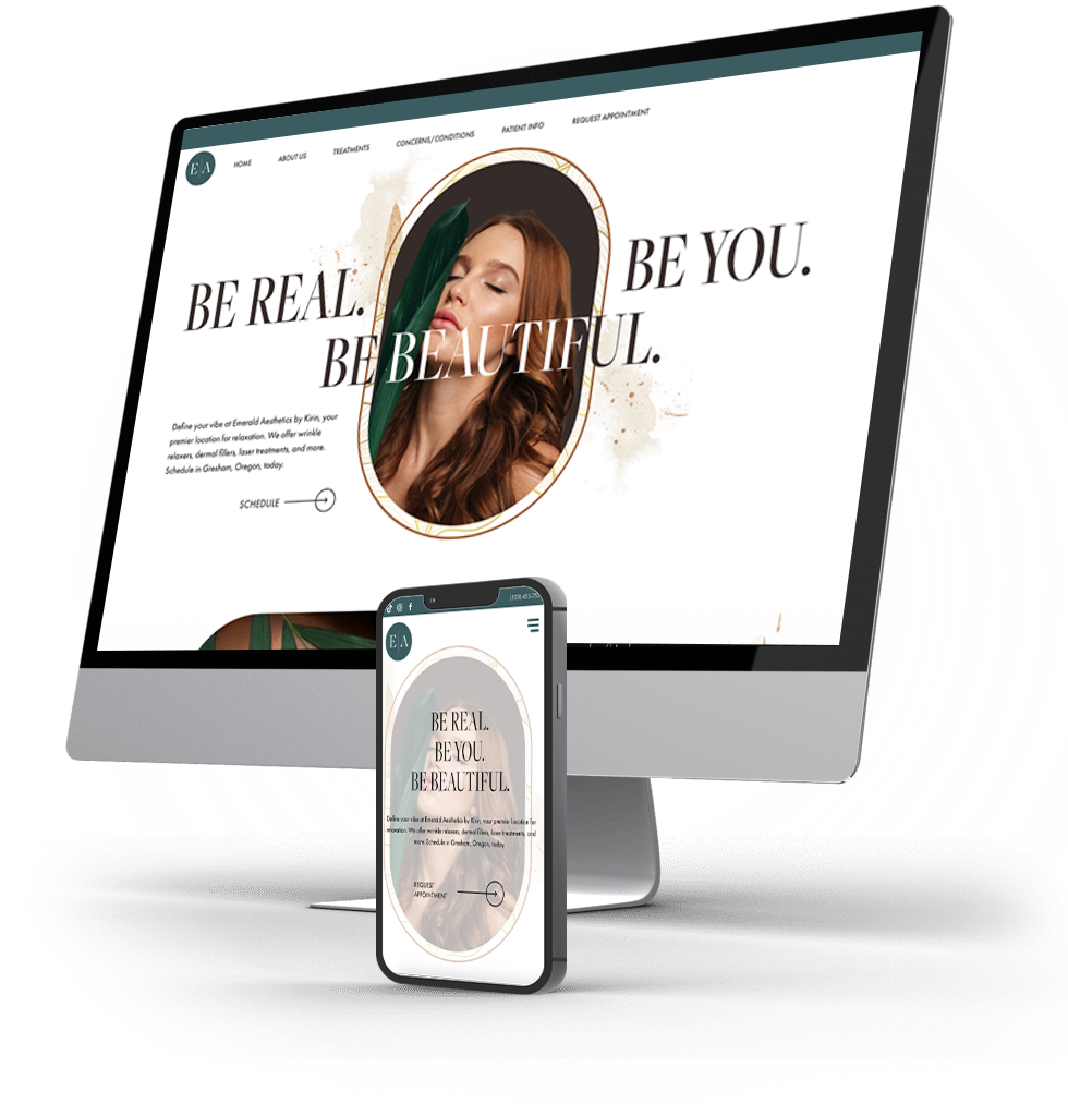 Emerald Aesthetics' website on a desktop and mobile device