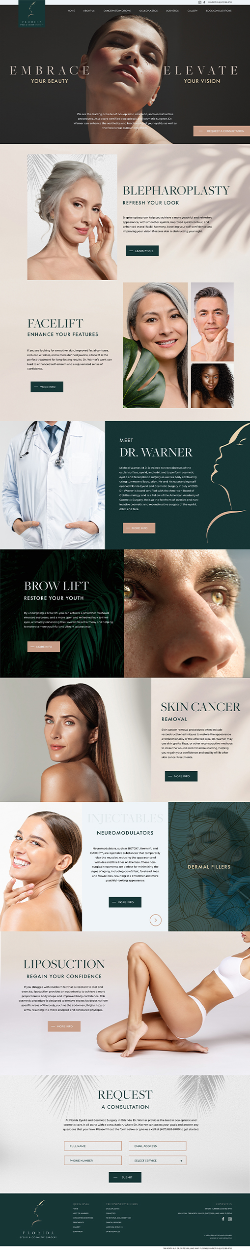 The Florida Eyelid & Cosmetic Surgery full homepage design