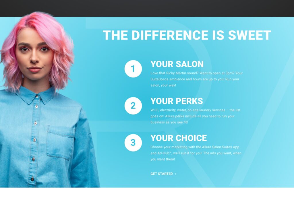 The Allura Salon Suites website