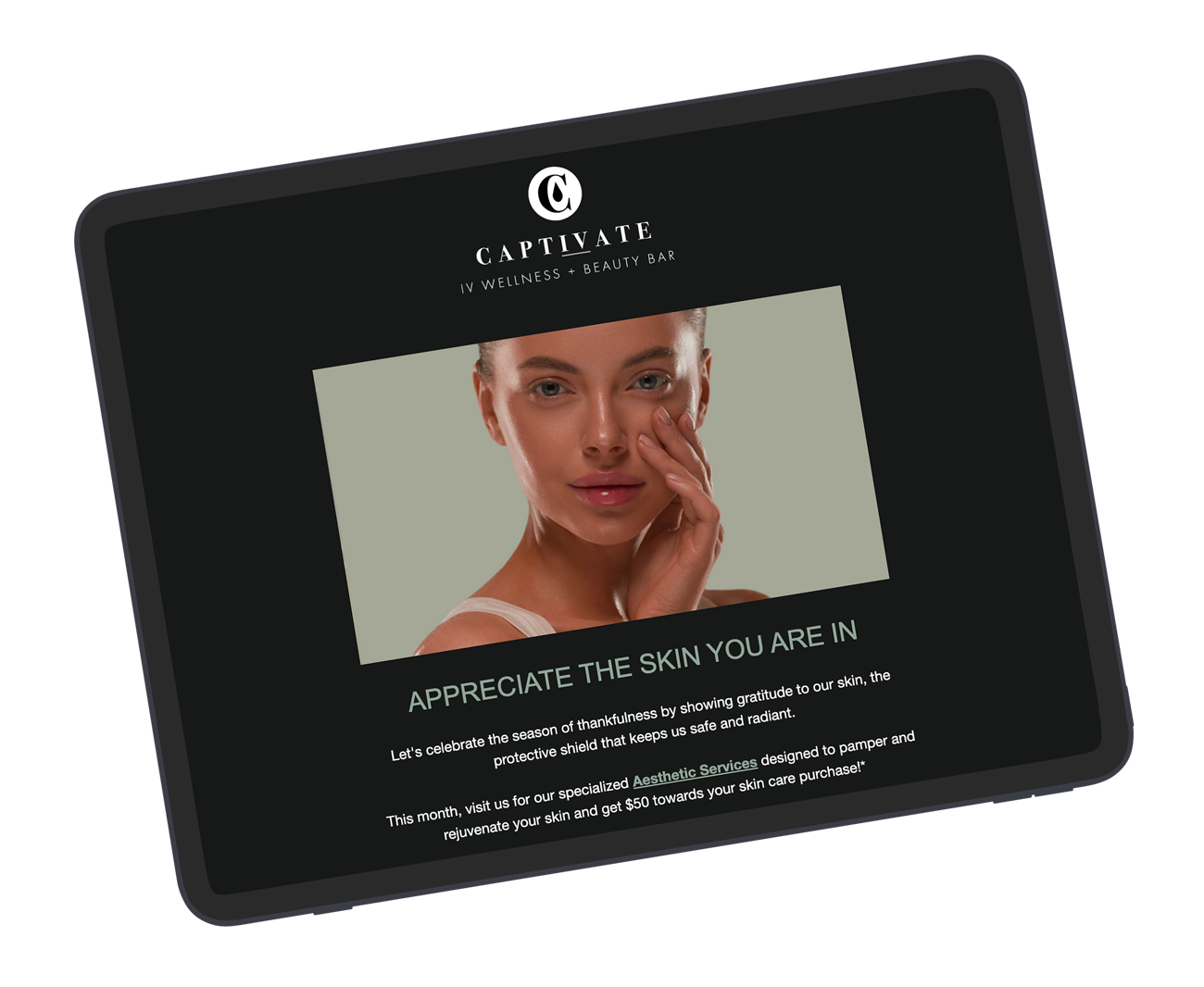 Email Marketing on a tablet