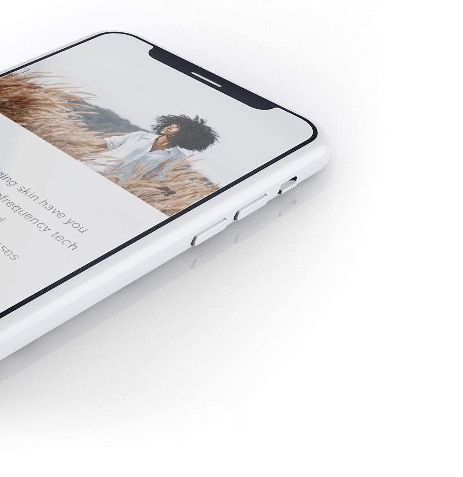 Image of a mobile device showing iAesthetic's website