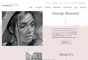Modern Dose homepage hero section