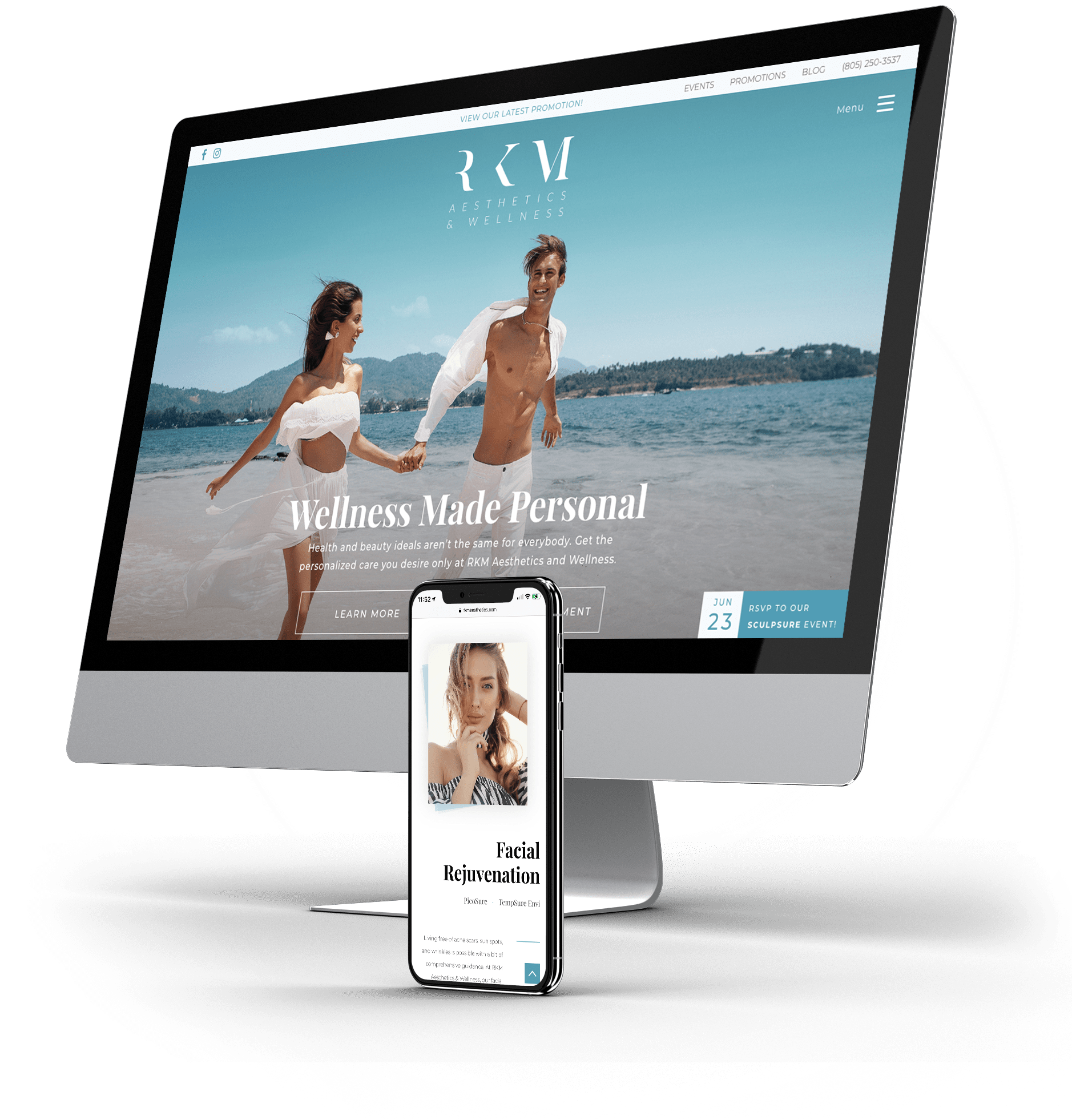 RKM Aesthetics desktop and mobile previews
