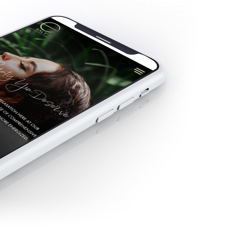 Image of a mobile device showing Salt Spa's website