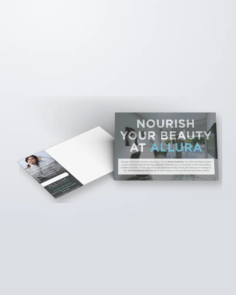 Direct-mail postcard, Allura Aesthetics