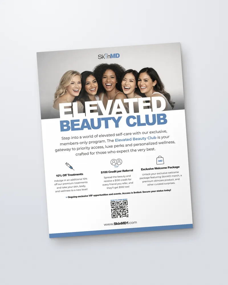 Elevated Beauty Club flyer, SkinMD