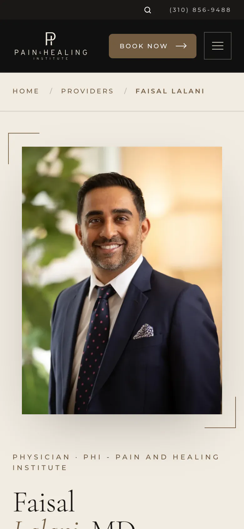 Dr. Faisal Lalani’s profile on a phone.