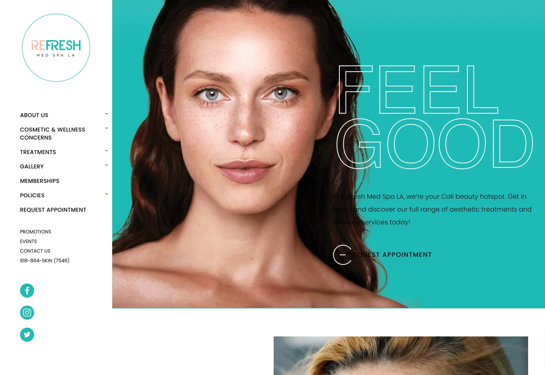 The Refresh homepage on a large display.